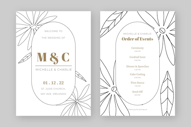 Flat design wedding order of service template