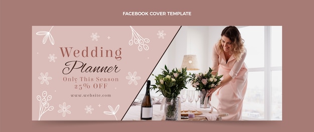Flat design wedding planner facebook cover