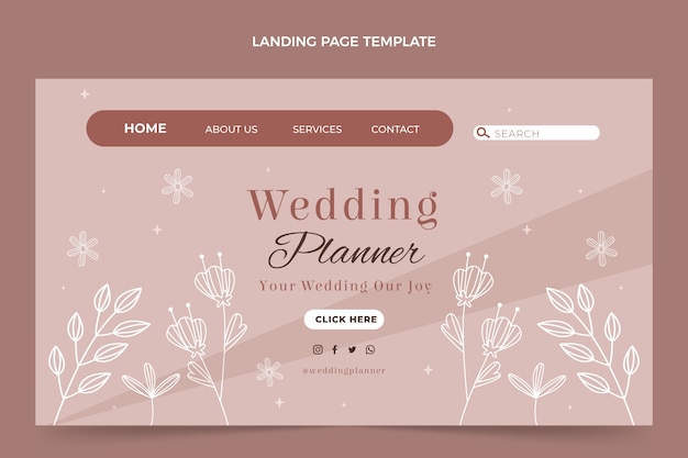 Flat design wedding planner landing page