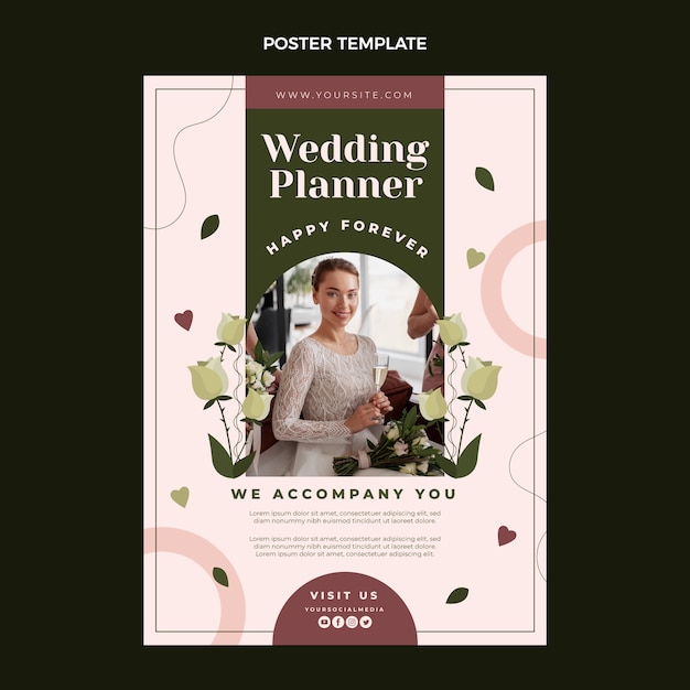 Flat design wedding planner poster