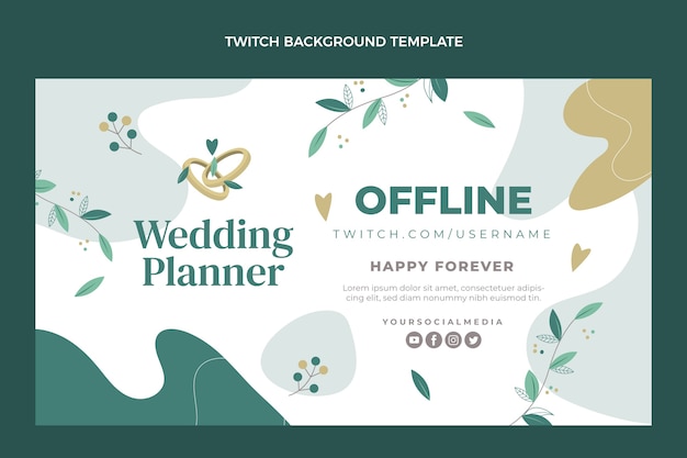 Flat design wedding planner twitch background