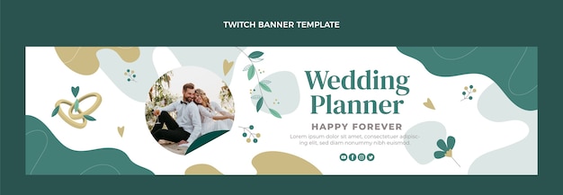 Flat design wedding planner twitch banner