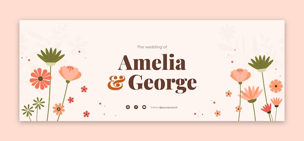 Flat design wedding template