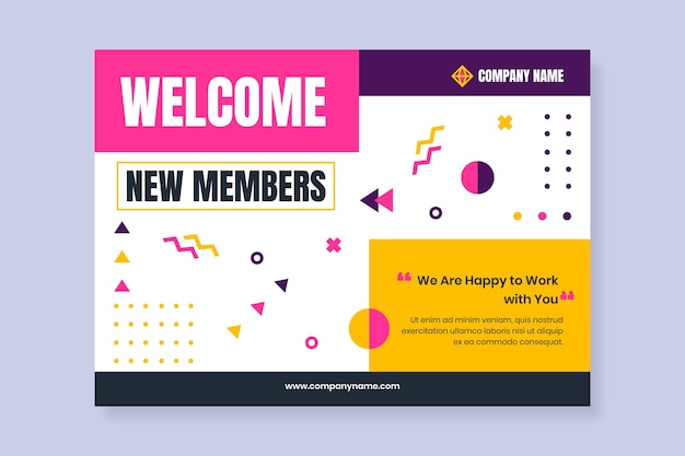 Flat design welcome card template