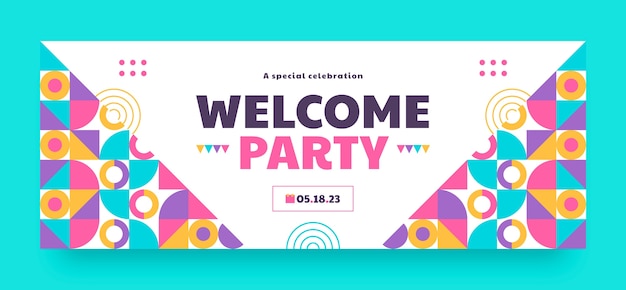 Free vector flat design welcome party facebook cover template