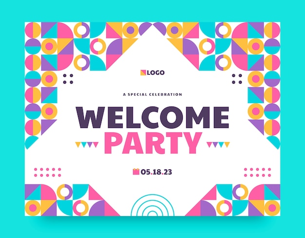 Free vector flat design welcome party photocall template