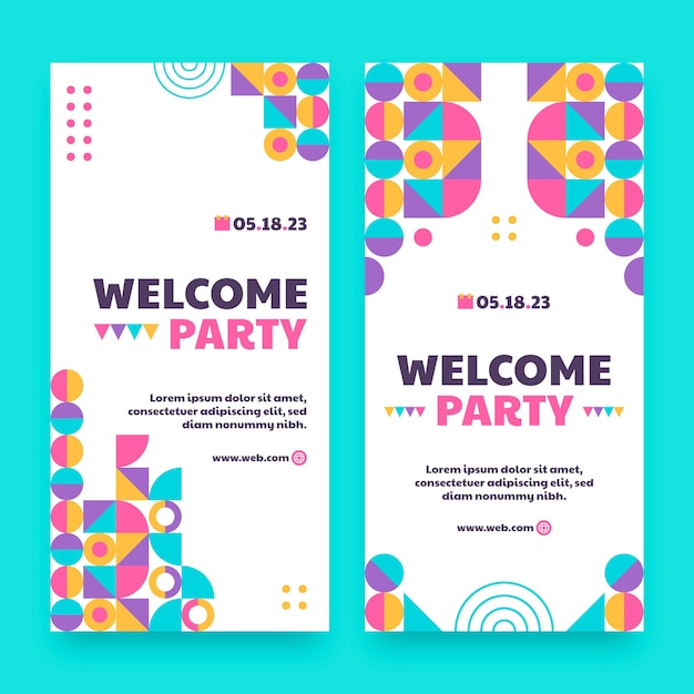 Flat design welcome party vertical banner