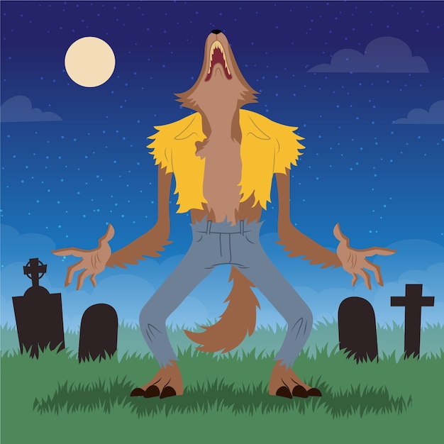 Flat design werewolf  illustration