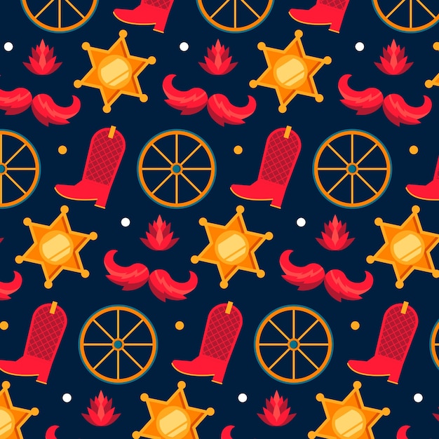 Free vector flat design western seamless pattern