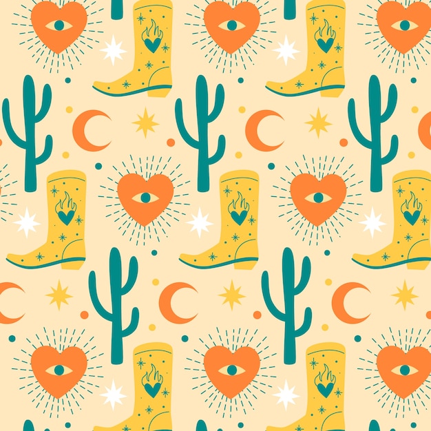 Free vector flat design western seamless pattern