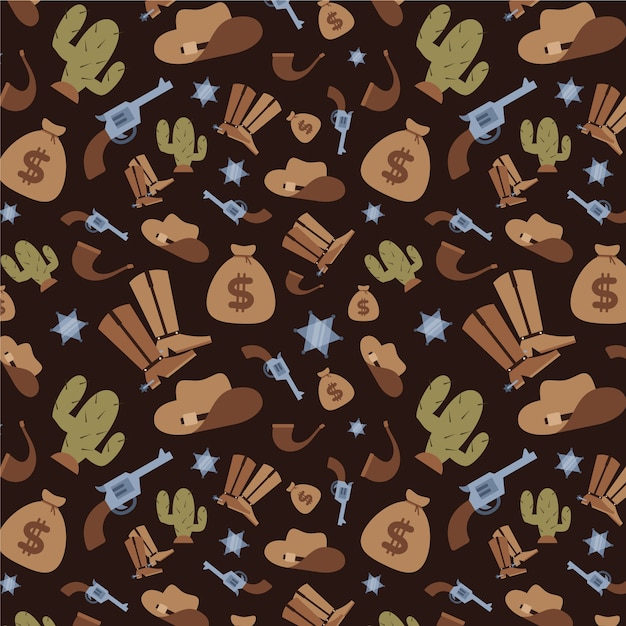 Free vector flat design western seamless pattern