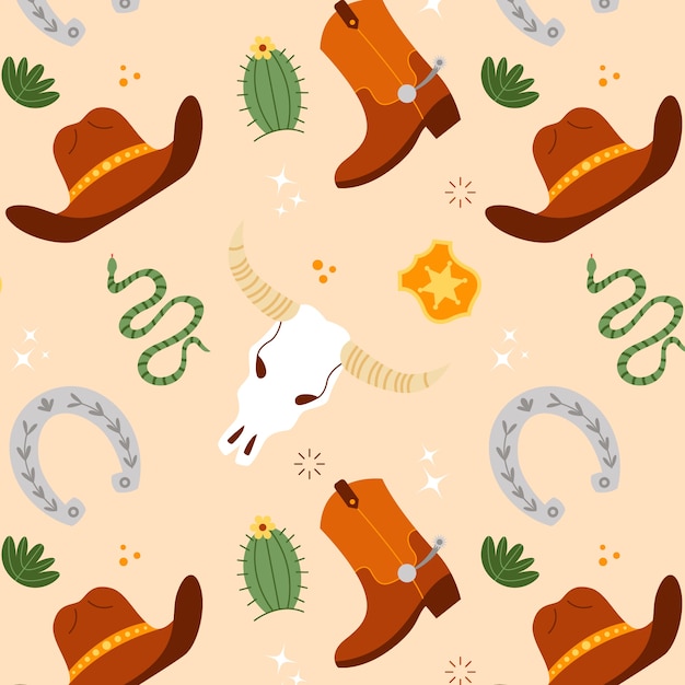 Free vector flat design western seamless pattern