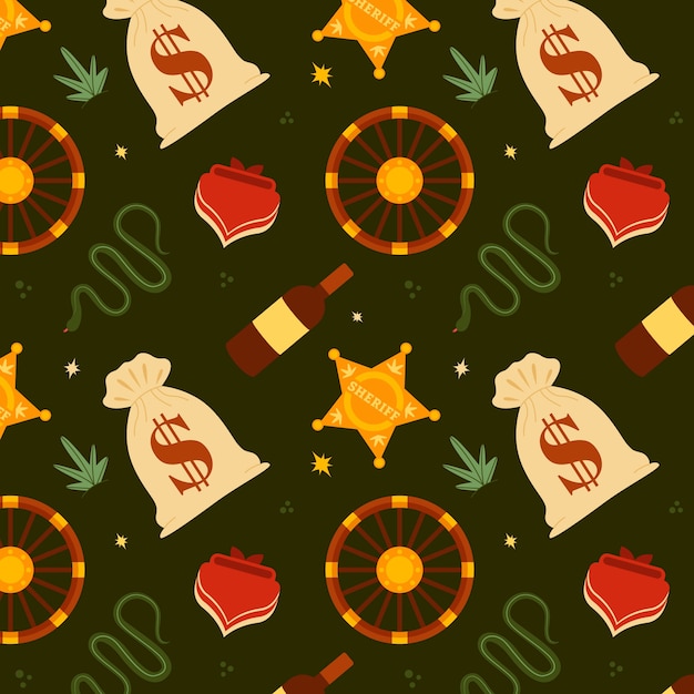 Free vector flat design western seamless pattern