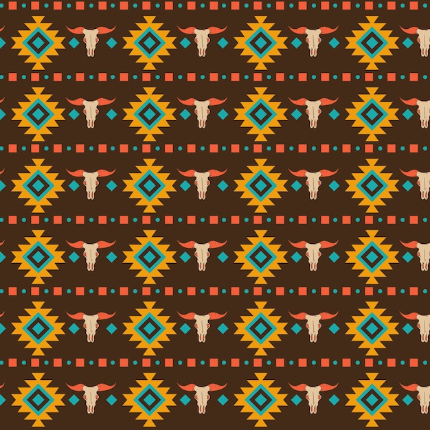 Flat design western seamless pattern