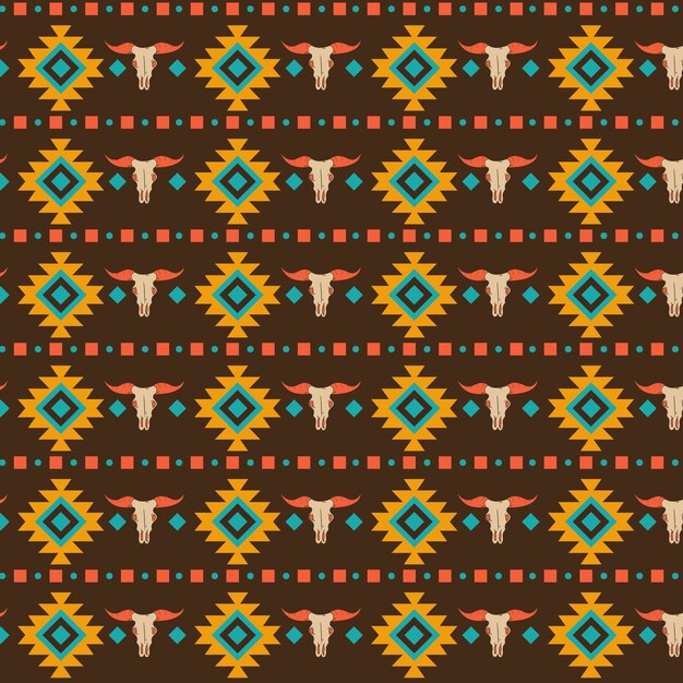 Flat design western seamless pattern