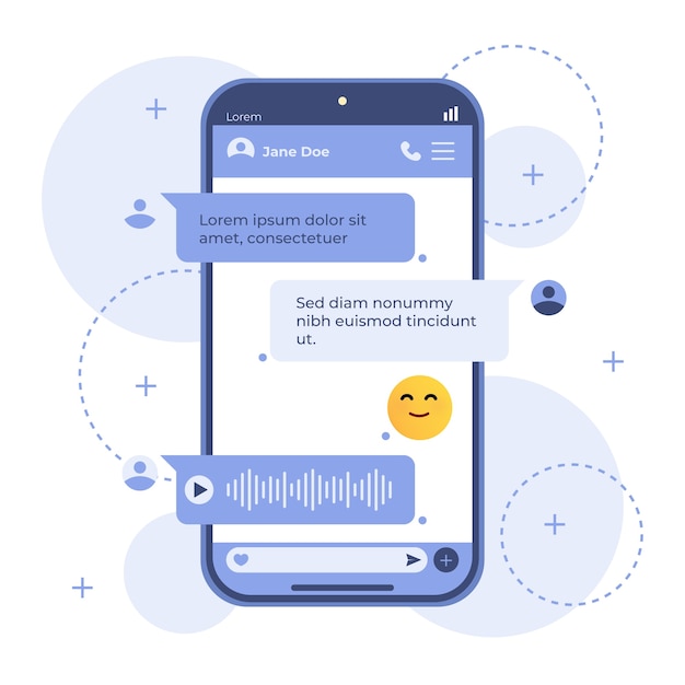 Modello di chat whatsapp a disegno piatto