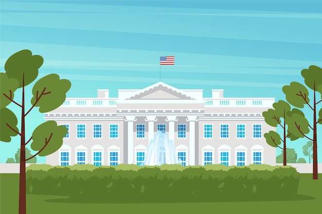 Free vector flat design white house and trees