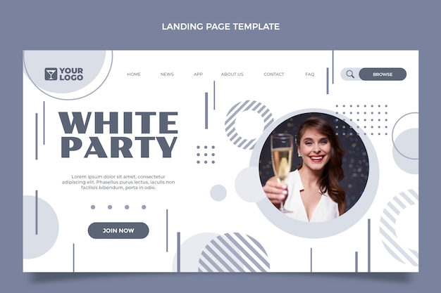 Шаблон дизайна белой вечеринки в плоском дизайне