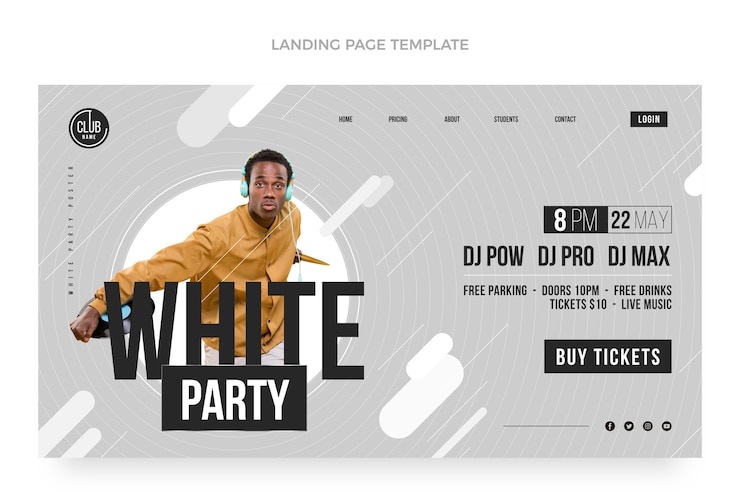 Free Vector flat design white party design template