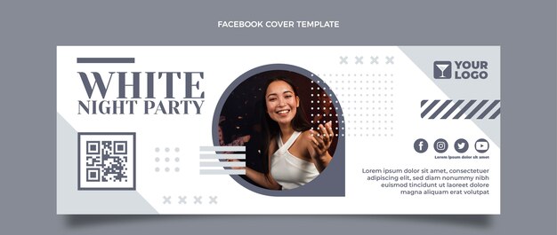 Flat design white party facebook cover