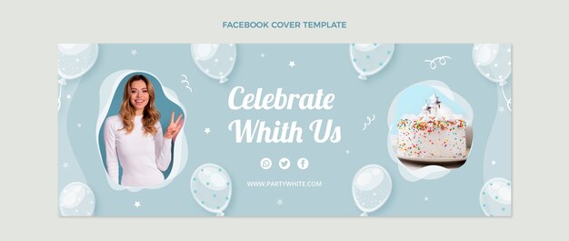 Flat design white party facebook cover