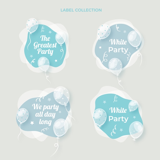 Free vector flat design white party label collection