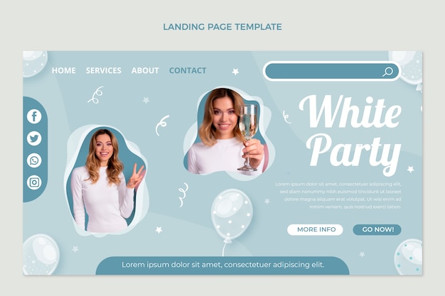 Free vector flat design white party landing page template