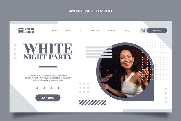 flat design white party landing page