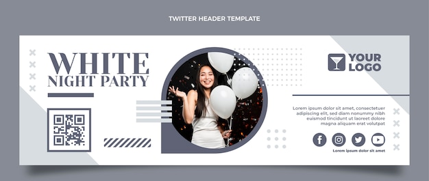 フラットデザインホワイトパーティーツイッターヘッダー