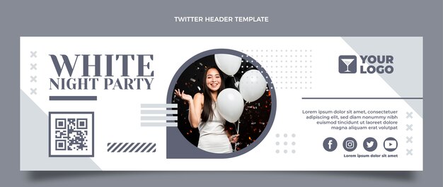 Flat design white party twitter header