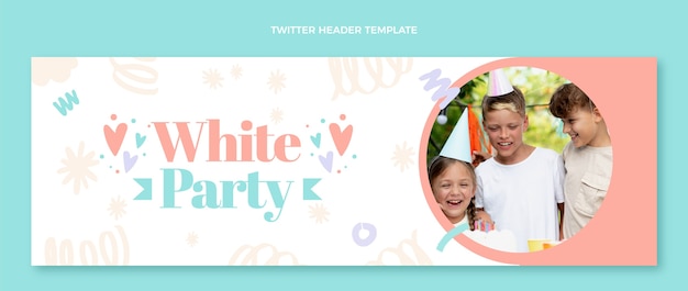 Free vector flat design white party twitter header