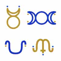 Бесплатное векторное изображение Набор викканских символов плоского дизайна