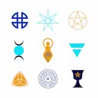 Free vector flat design wiccan symbol set