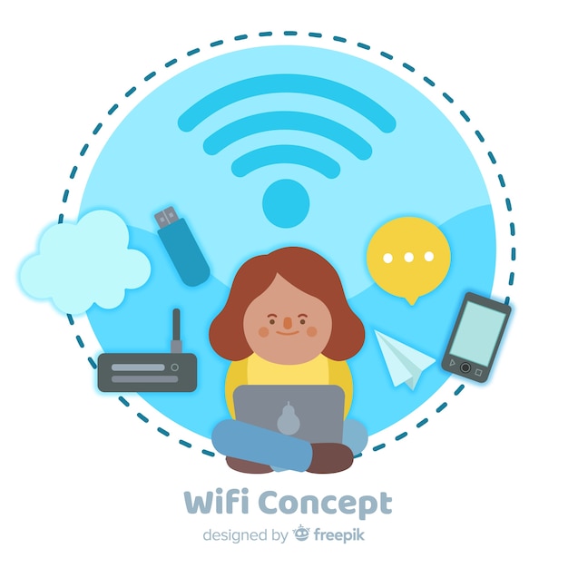 Flat design wifi network concept