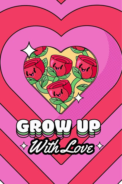 Flat design wildflower heart background