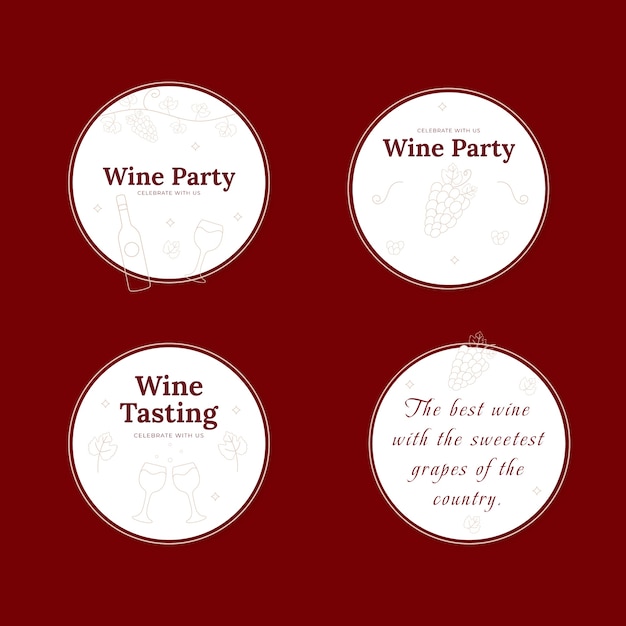 Flat design wine party labels collection