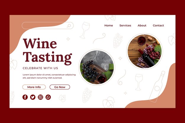 Pagina di destinazione della festa del vino dal design piatto