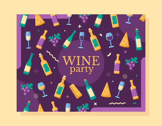 Flat design wine party photocall template