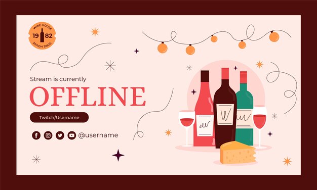 Free vector flat design wine party twitch background