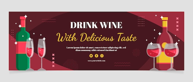 Flat design wine party twitter header