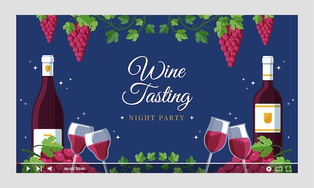 Flat design wine party with grapes youtube thumbnail