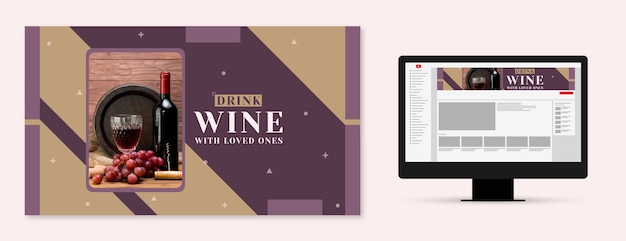 Free vector flat design wine party youtube channel art