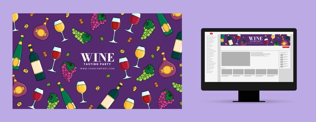 flat design wine party youtube channel art