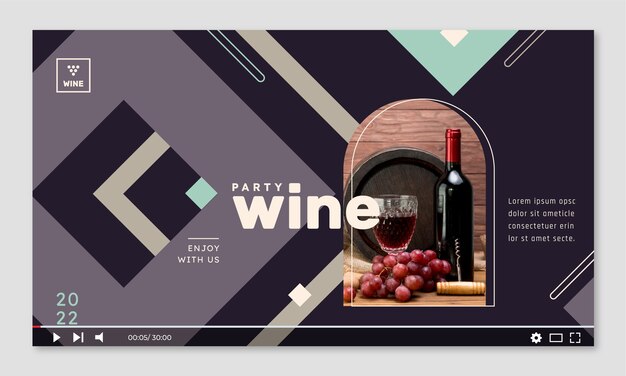 Flat design wine party youtube thumbnail