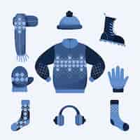 Free vector flat design winter clothes and essentials