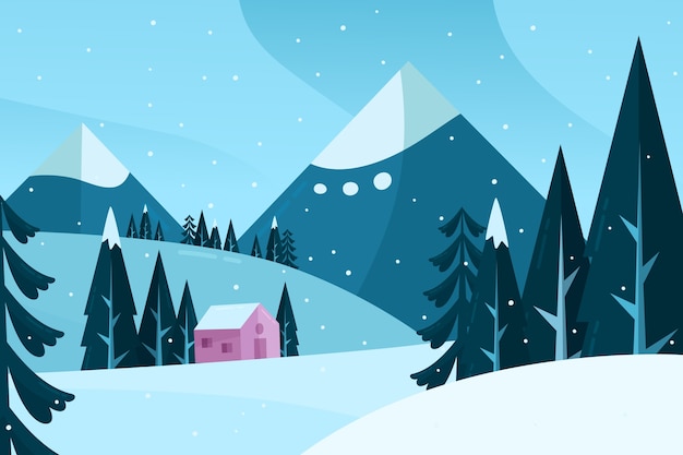 Free vector flat design winter landscape concept