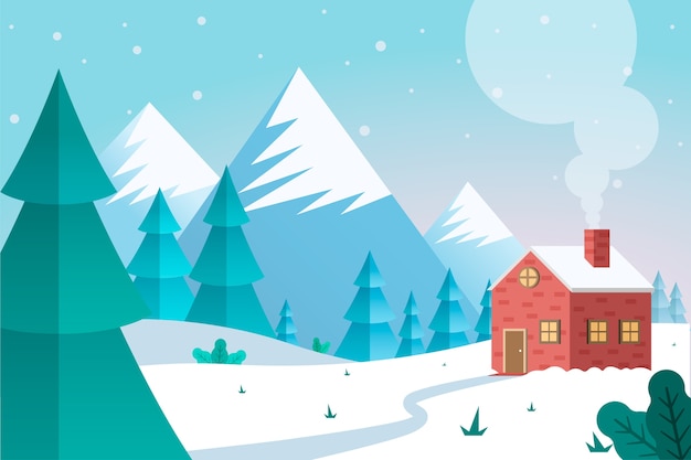 Free vector flat design winter landscape concept