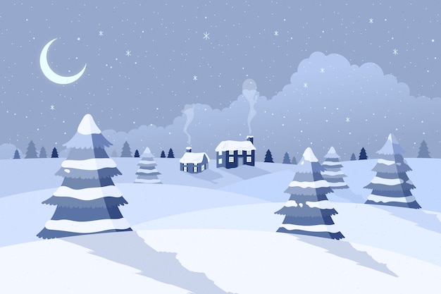 Free vector flat design winter landscape