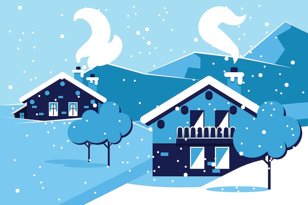 Free vector flat design winter landscape