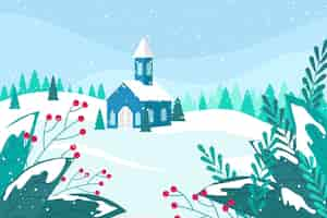 Free vector flat design winter landscape